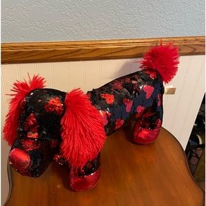 Way To Celebrate Dachshund Dog Plush  17"  Valentine Day Reverse Flip Sequin‎